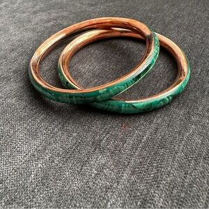 NEW Pair of Malachite Copper Bangles bought in Zambia, Africa July 2025